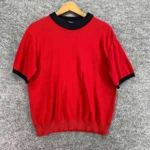 Southern Lady Sweater Pullover Women M Medium Red Knit Crew Neck Short Sleeve